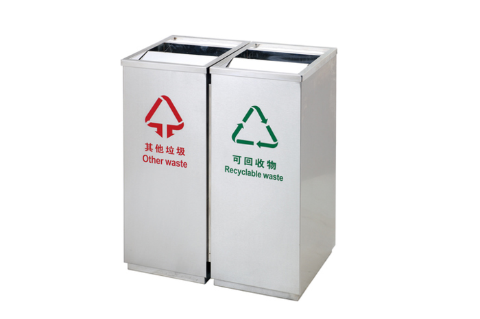 辦公樓垃圾桶不銹鋼分類(lèi)垃圾桶A163B